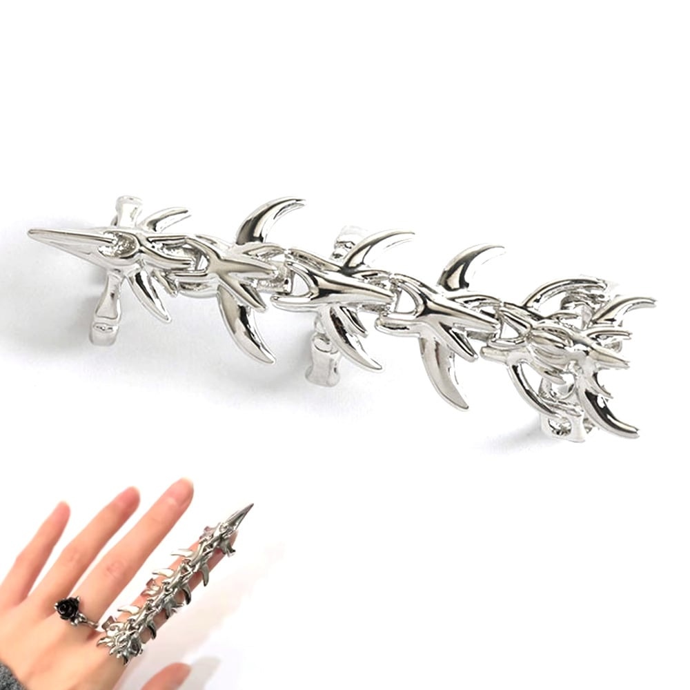 Zac's Alter Ego - Alien Thorn Spine Skeleton Ring - Zilverkleurig